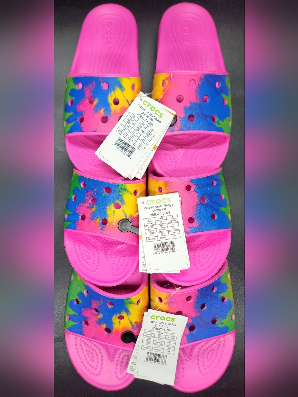 Crocs Classic Tiedye Slides Sz 7-8-9 Women NWT In Bag